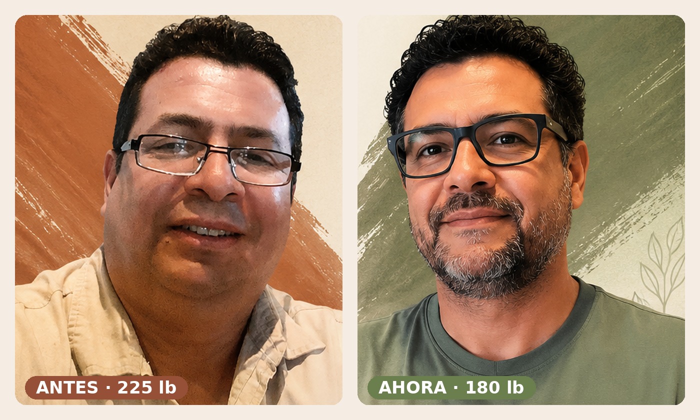 Marvin Lira antes y despues: de 225 a 180 libras, A1c de 12.5 a 5.5